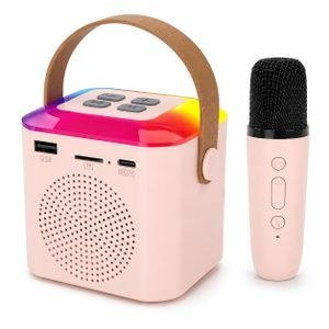 Pink Karaoke Speaker with Matching Microphone