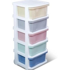 Five-Level Drawer Organizer with Pastel Fronts