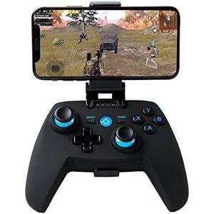 Black Gamepad with Blue Controls and Phone Holder
