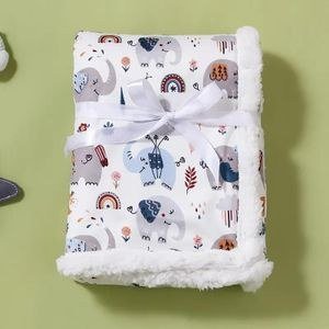 Light Animal-Print Blanket with White Border