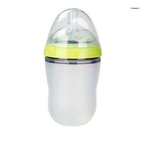 Grey Feeding Bottle with Green Upper Collar