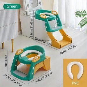 Green and Yellow Toilet-Seat Accessory with Steps