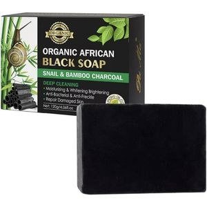 Black Soap Bar with Botanical-Print Package