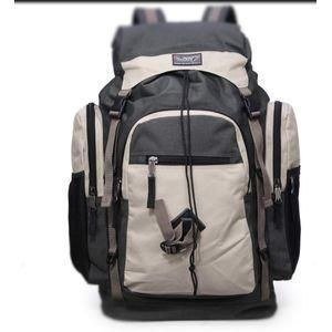 Grey and Black Backpack with Multiple Zip Sections