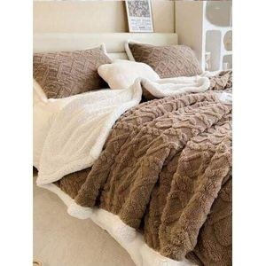 Brown Textured-Look Bedcover with Pale Border