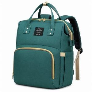 Green Backpack with Gold-Coloured Zip Details