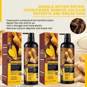 Ginger-Labelled Shampoo and Conditioner Arrangement