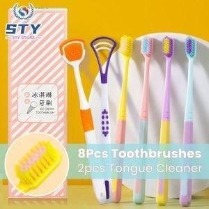 STY Colourful Toothbrush and Tongue-Cleaner Arrangement