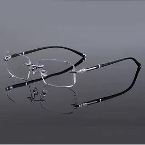 Silver-Coloured Rimless Glasses with Dark Arms