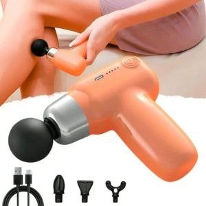Orange Handheld Massager with Round Attachment