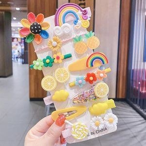 Colourful Flower and Rainbow Hair-Clip Arrangement