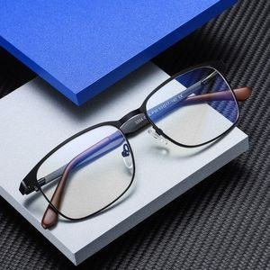 Dark Rectangular Glasses with Blue Arm Detail