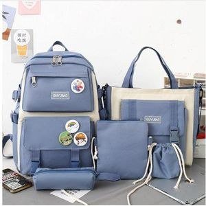Blue Backpack and Coordinating Bag Arrangement