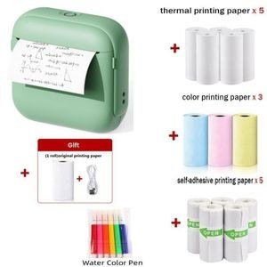 X06 Green Mini Printer with Paper Examples