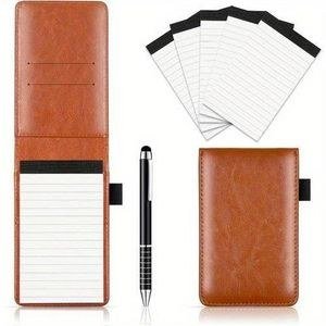 Brown Pocket Notebook with Pen Example