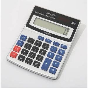 Silver-Coloured Desktop Calculator with Blue Keys