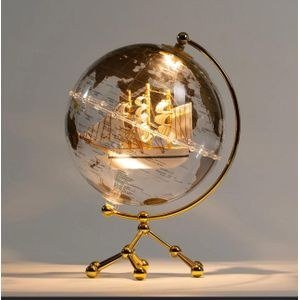 Decorative Globe Light with Ship Illustration