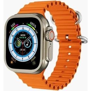 Orange-Strap Watch with Pale Rounded Case