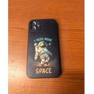 Black Phone Case with Space Character Illustration