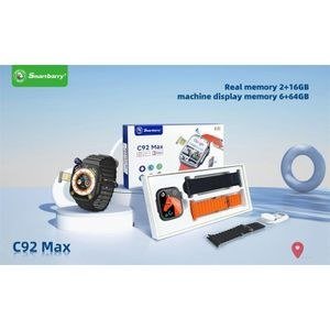 C92 Max Smart Watch Package with Orange Strap Example