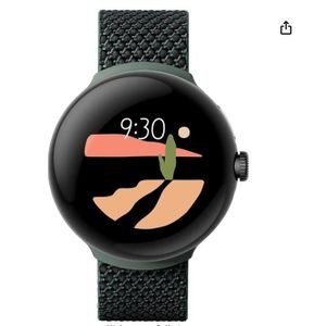 Google Pixel Watch Round Smart Watch with Textured Dark Strap
