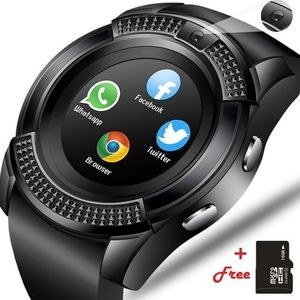 Black Round Smart Watch with Textured Bezel Graphic