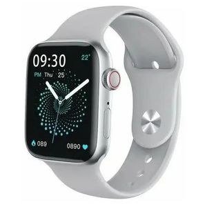 Silver-Colour Smart Watch with Grey Strap and Clock Graphic