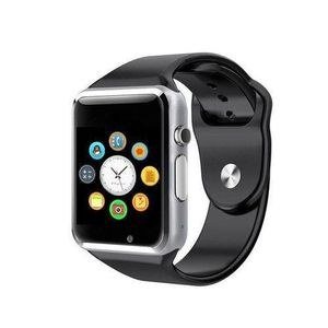 Silver-Colour Square Smart Watch with Black Strap