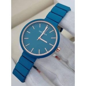 Xenlex Blue Round Watch with Segmented Strap