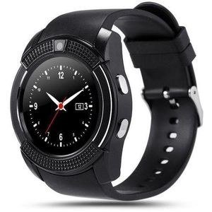 Dark Round Smart Watch with Marked Bezel and Plain Strap
