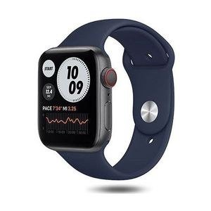 Blue-Strap Rectangular Smart Watch with Red Side Accent