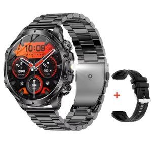 AK75 Round Smart Watch with Dark Link-Look Strap