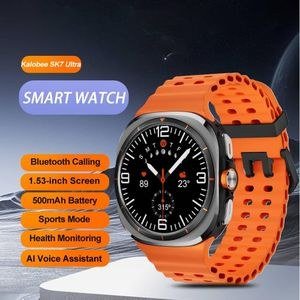 Kalobee SK7 Ultra Round Smart Watch with Orange Strap