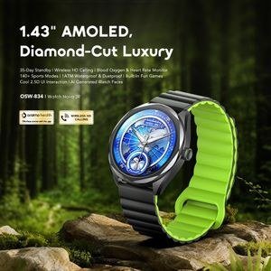 Oraimo Watch Nova2R Round Watch with Bright Green Strap