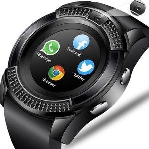 Dark Round Smart Watch with Textured Outer Case