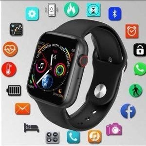Dark Smart Watch with Coloured Clock and Icon Graphic