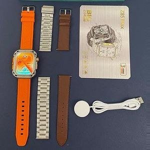 Z85 Max Watch and Orange, Brown and Segmented Strap Arrangement