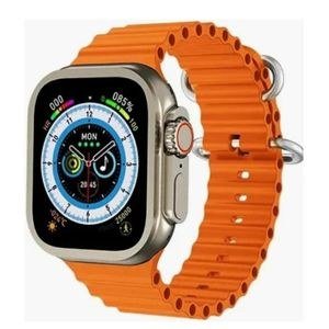 Pale-Case Smart Watch with Bright Orange Strap