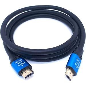 Dark Coiled HDMI Cable with Blue Connector Sleeves