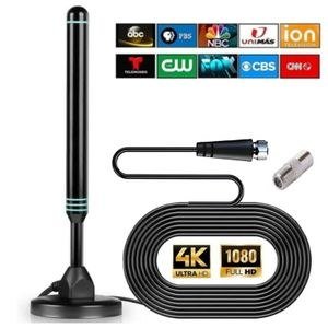 Dark Upright Television Antenna with Base and Cable
