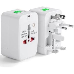 White Travel Plug Adapter with Side Socket Openings