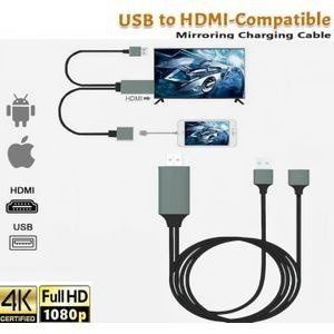 Dark Multi-End Phone-to-Video Connection Cable Graphic