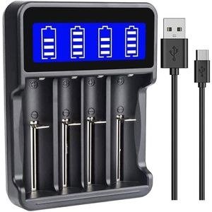 LASA Four-Slot Battery Charger with Blue Display