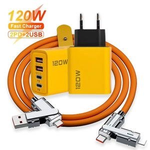 Yellow Wall Adapter and Orange Multi-End Cable