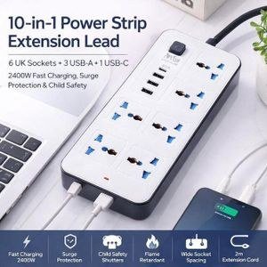 Timbutus Pale Socket Power Strip with Dark Controls