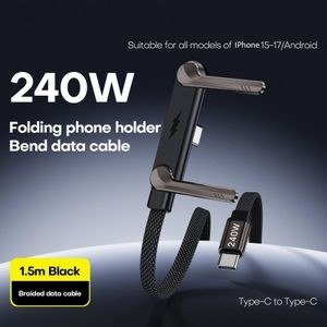 Dark USB-C Cable with Folding Support Bracket