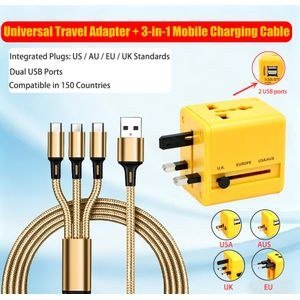 Yellow Travel Adapter and Multi-End Cable Graphic
