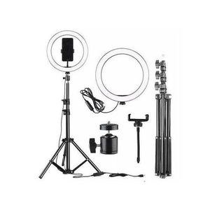 Dark Ring-Light Stand and Accessory Arrangement