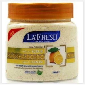 La Fresh Lemon-Labelled Scrub Jar with Orange Cap