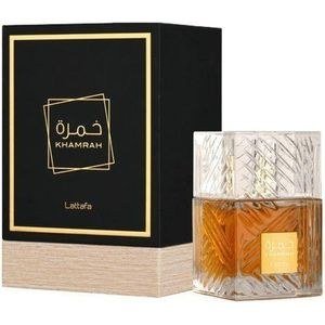 Lattafa Khamrah Amber-Colour Bottle with Patterned Cap